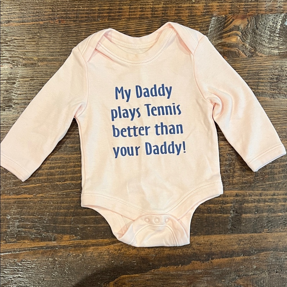Cute Pink Tennis-Themed Baby Bodysuit